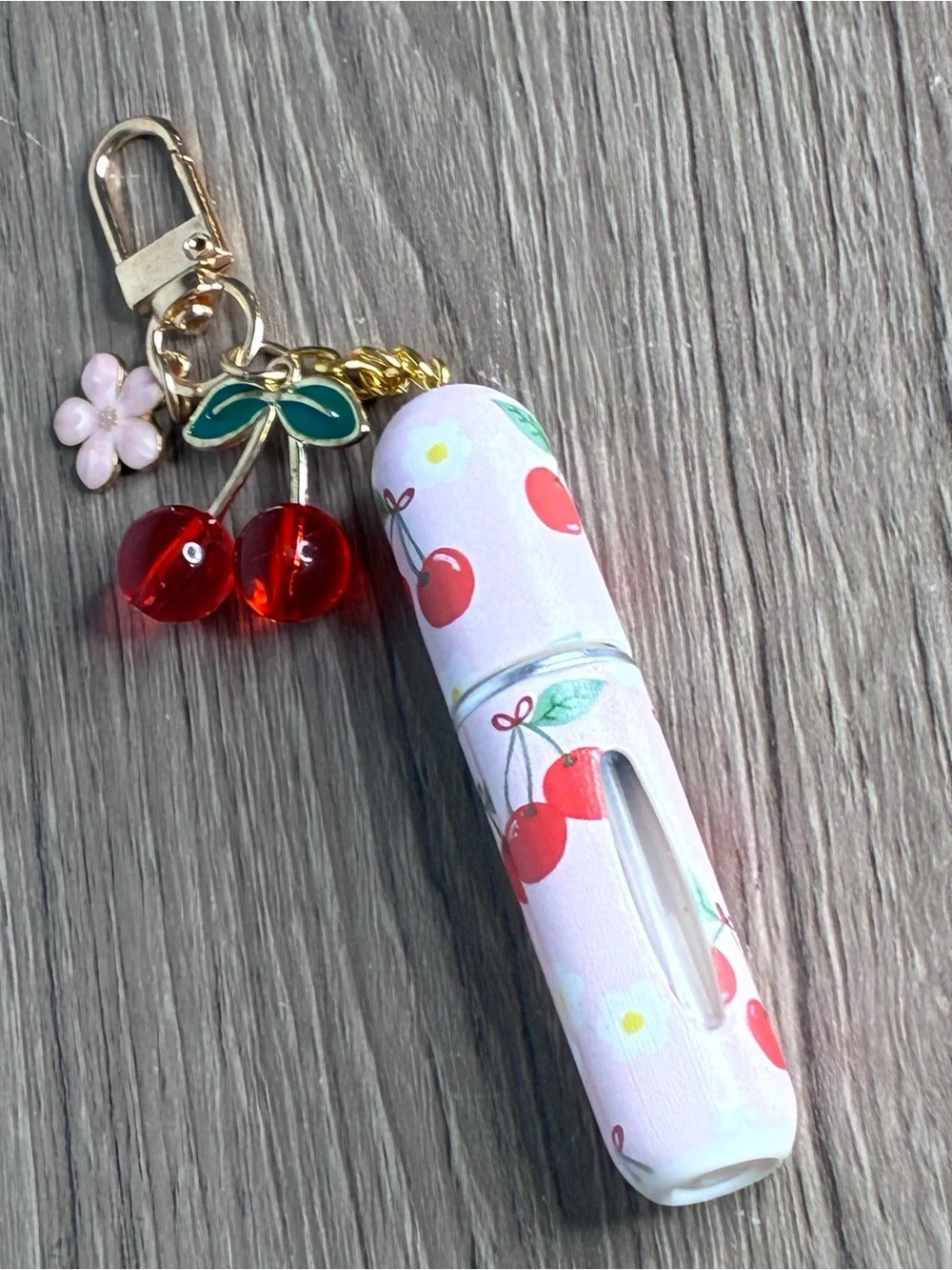 🐼 3/$25 NWT Pink Cherry Blossom Atomizer Holder Keychain